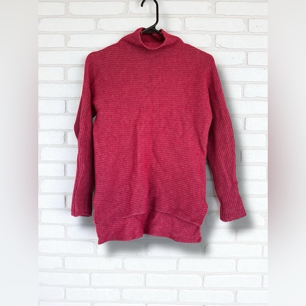 Bartoloni Womens Medium Red Ribbed Mockneck Wool Cashmere Blend Sweater Academia